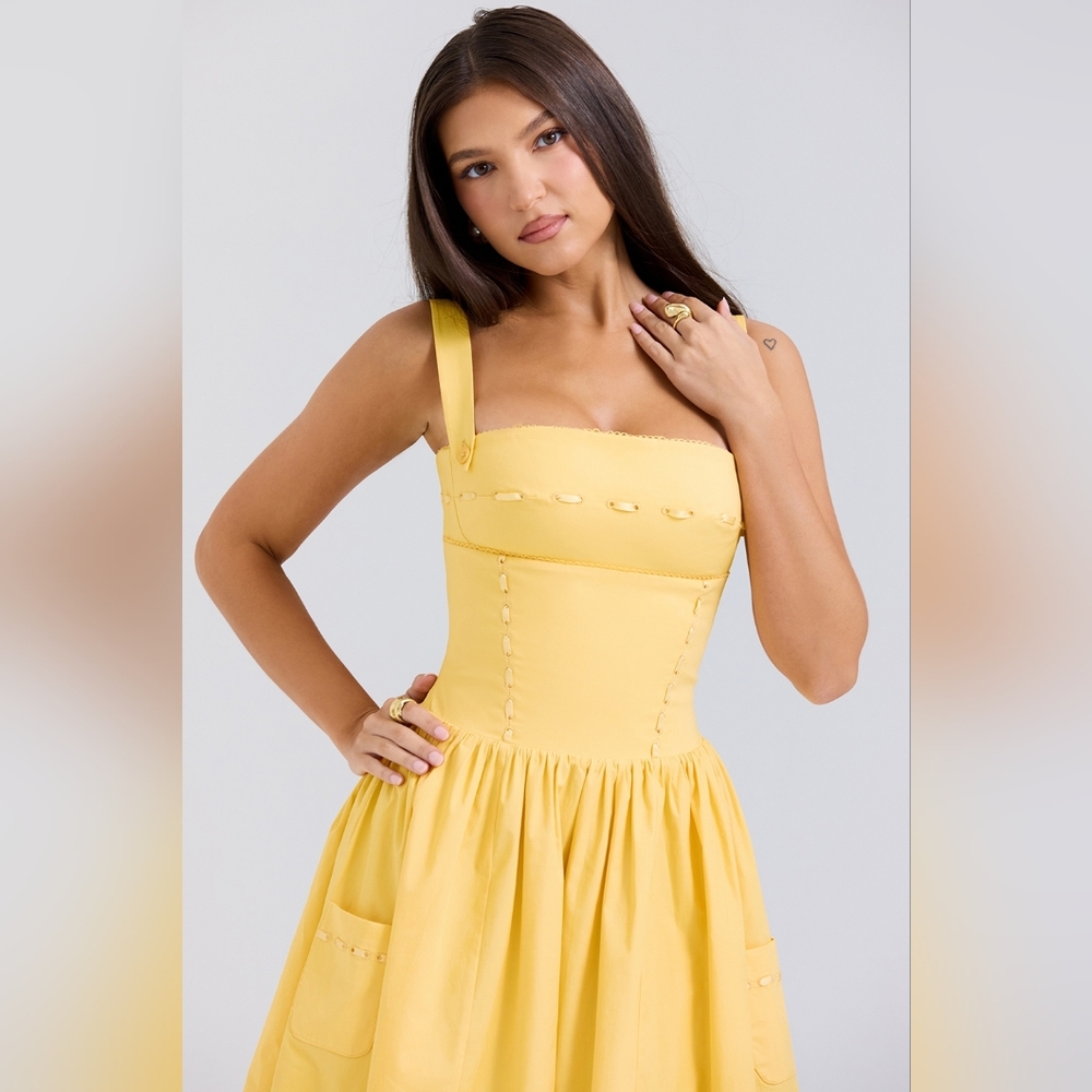 House of CB Yellow Strapless Midi Dress - Picture 2 of 5